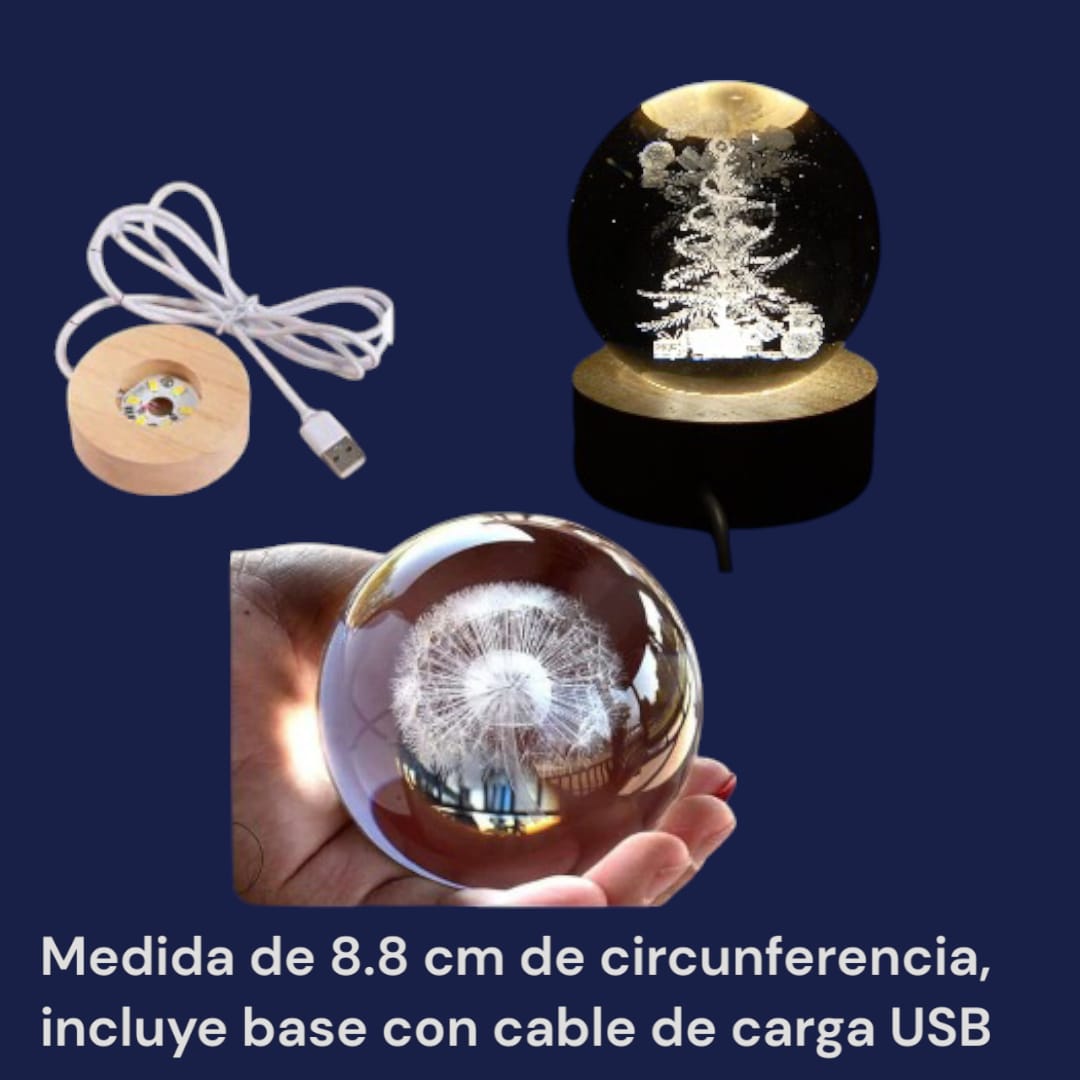 Esfera De Cristal Luz Led